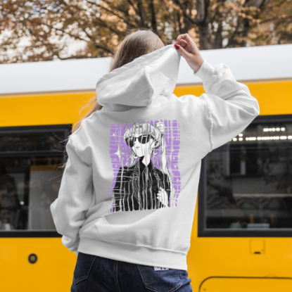 Obrazek Biała bluza z kapturem damska  Sailor Moon – Czarodziejka z Księżyca Korpo Fiolet