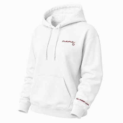 Obrazek Personalizowana bluza biała dla Mamy z imionami dzieci – haft MAMA z sercem