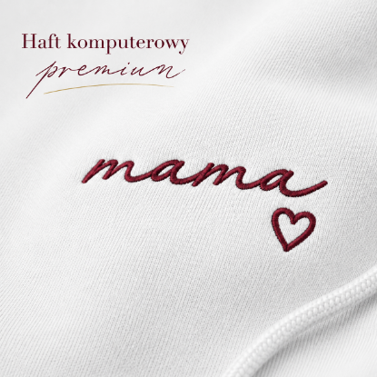 Obrazek Personalizowana bluza biała dla Mamy z imionami dzieci – haft MAMA z sercem