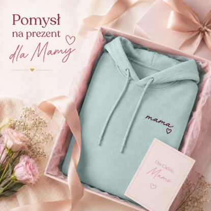 Obrazek Personalizowana bluza zielonomorska dla Mamy z imionami dzieci – haft MAMA z sercem