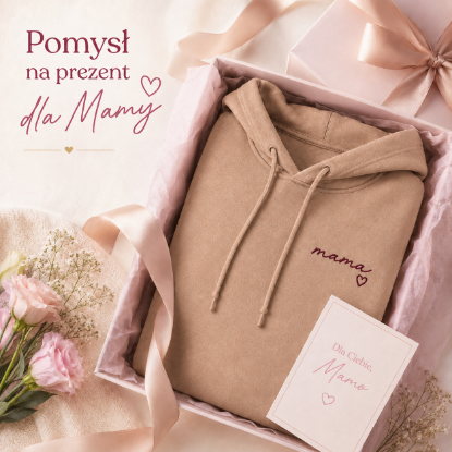 Obrazek Personalizowana bluza jasny brąz dla Mamy z imionami dzieci – haft MAMA z sercem