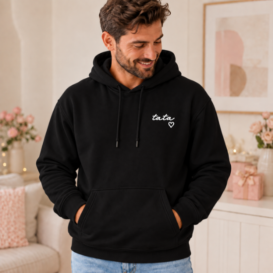 Obrazek Personalizowana czarna bluza dla Taty z imionami dzieci – haft TATA z sercem