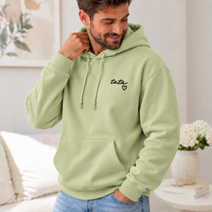 Obrazek Personalizowana pistacjowa bluza dla Taty z imionami dzieci – haft TATA z sercem