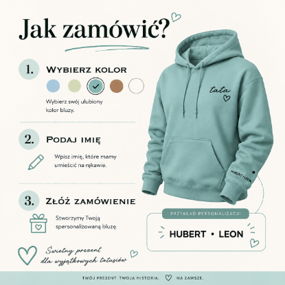 Obrazek Personalizowana morska bluza dla Taty z imionami dzieci – haft TATA z sercem