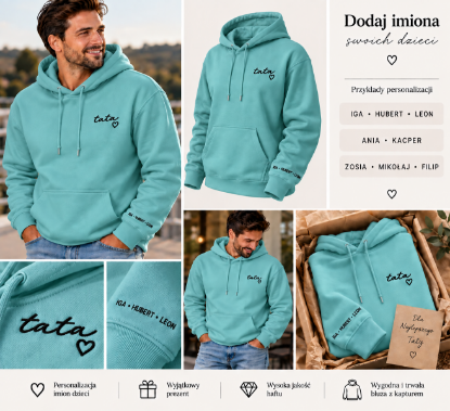 Obrazek Personalizowana morska bluza dla Taty z imionami dzieci – haft TATA z sercem